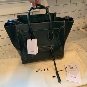 Celine Dark Green Satchel Bag
